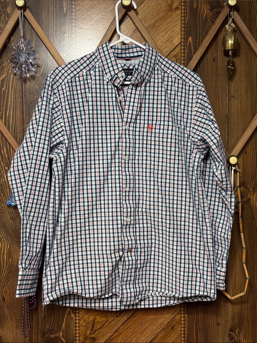 Ariat Men's Plaid Button-Down Shirt in Blue, Red, and White